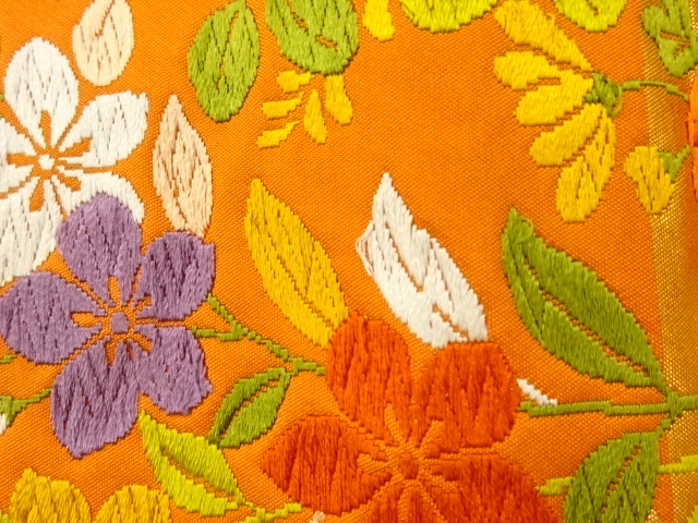  唐織秋草にヱ霞模様織出し袋帯